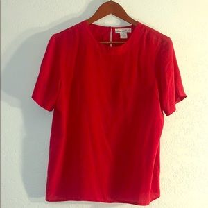 Silk Crew Neck Short Sleeve Blouse